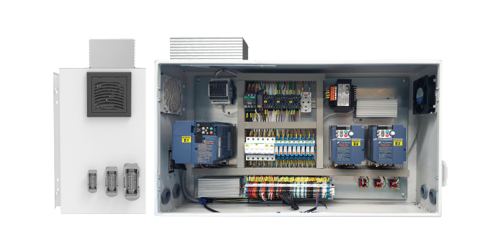 Armoire de commande électrique de pont roulant Wimac avec automate programmable et variateurs de fréquence