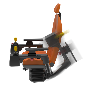 Intérieur de cabine opérateur avec siège ergonomique et commandes